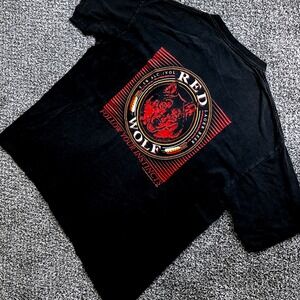 Vintage 90s Red Wolf Lager Beer Holoubek‎ T Shirt XXL Black Graphic Made USA